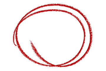 Red pencil highlight circle mark isolated on transparent background