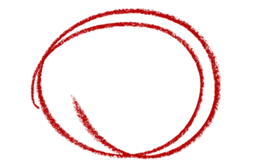 Red pencil highlight circle mark isolated on transparent background