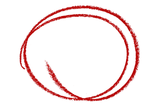 Red pencil highlight circle mark isolated on transparent background