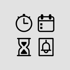 Modern Line Icons for Clocks, Planners & Alarms