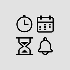 Flat Scheduling Symbols – Clean Stroke Productivity Icons