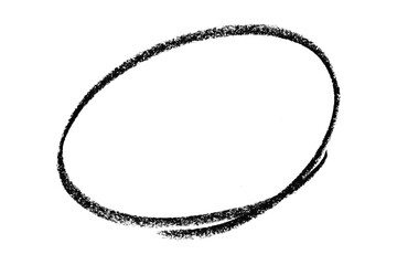 Black pencil highlight circle mark isolated on transparent background