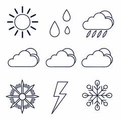 Flat Line Icons for Weather and Forecast UI