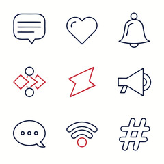 Modern Line Icons – Social Engagement Symbol Pack