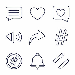 Minimal Social Media Icons – Outline Vector Set