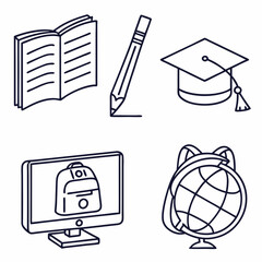 Clean Vector Education Set – Isolated on White Background