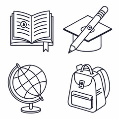 Modern Line Icons for Online Education and Infographics