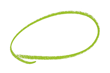 Green pencil highlight circle mark isolated on transparent background