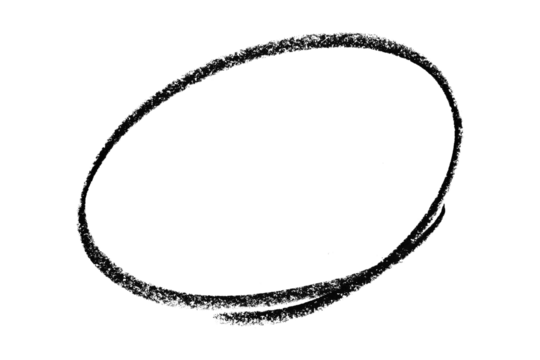 Black pencil highlight circle mark isolated on transparent background