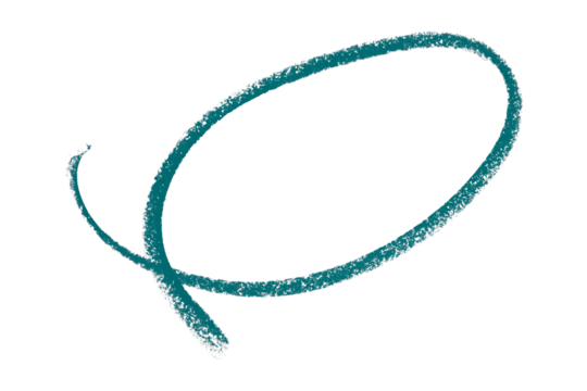 Green pencil highlight circle mark isolated on transparent background