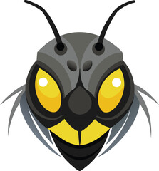 Naklejka premium Angry Bug with Yellow Glowing Eyes