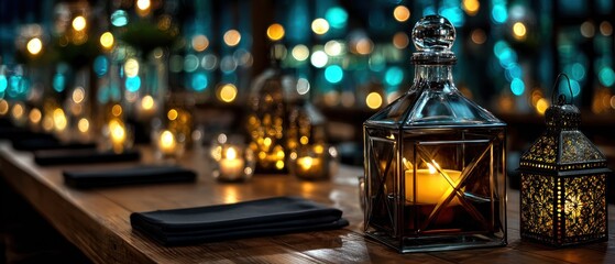 Romantic candlelit table setting