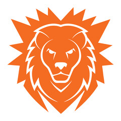 Orange Color Simple Lion Head logo Design, Orange Lions Logo and icon.