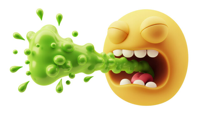 Nauseated Emoji Spewing Green Slime