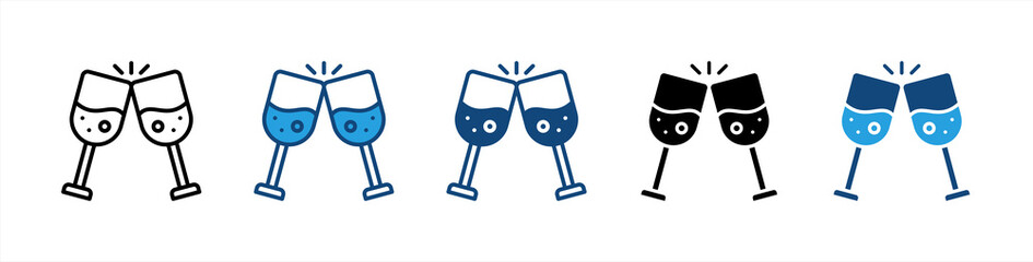 Champagne icon sheet multiple style collection