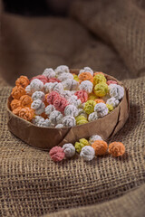  Colorful Traditional Sugar Candies on White Background – Rustic Sweet Treats