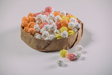  Colorful Traditional Sugar Candies on White Background – Rustic Sweet Treats