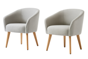 two light gray armchairs isolated on background