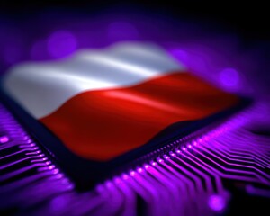 Polish flag on a circuit board