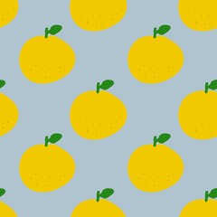seamless pattern with oranges. Hand drawn kawaii design 