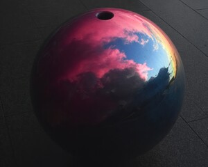 Polished sphere reflecting sky