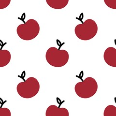 seamless pattern with hand drawn apples. Kawaii design for digital use, like wallpaper, background, scrapbooking, wrapping paper, packaging 
