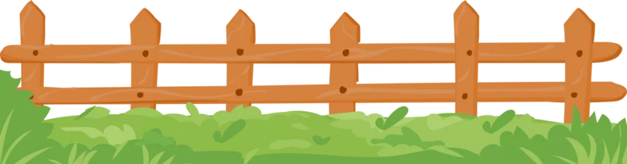 Fotobehang Boerderij Short Fence with Green Base vector border for garden, landscape, spring, and nature decoration  © OneyWhyStudio