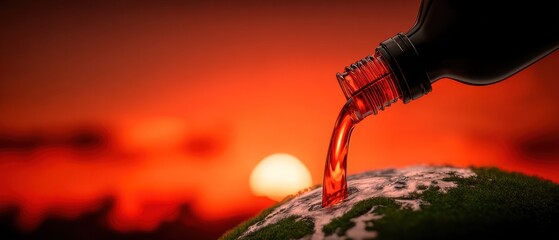 Pollution of Earth at sunset