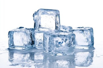 Close-up of several clear ice cubes