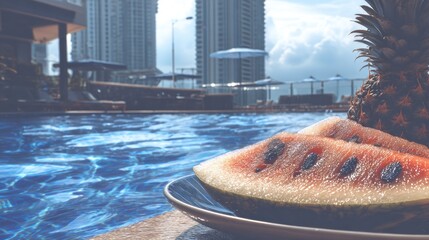 Poolside watermelon and pineapple