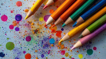 colored pencils on a white background