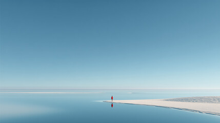man standing on beach in the morning