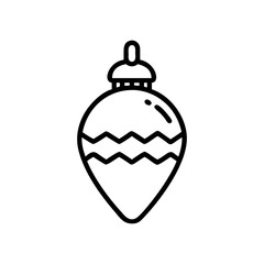 Illustration of a christmas ornament with zigzag pattern in black outline
