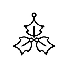 Illustration of a stylized christmas holly with three leaves and berries