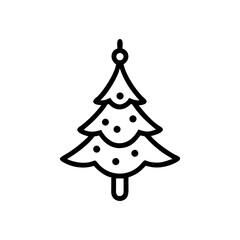 Illustration of a decorated christmas tree with a simple outline style