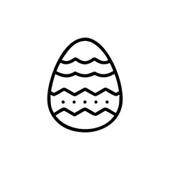 A simple line drawing of an easter egg with wavy and zig zag patterns
