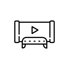 Illustration of a television with a play button above a sound bar icon