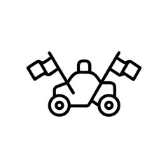 Outline drawing of a vehicle with two flags attached to the back side