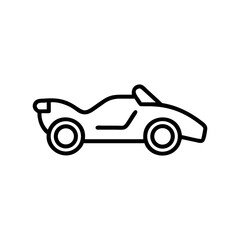 Simple line drawing of a sports car with a spoiler and two visible wheels