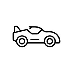 Illustration of a sleek convertible car with a spoiler in black outline