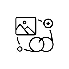 Illustration of image download process with connected circles and lines