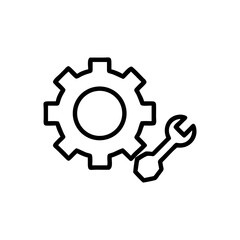 Illustration of a gear and wrench representing repair and maintenance work