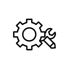 Gear and wrench representing settings maintenance and configuration icon