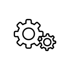 Illustration of two interlocking gears depicted in a simple line drawing