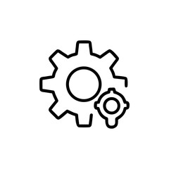 Outline drawing of a large gear and a smaller gear with crosshairs inside