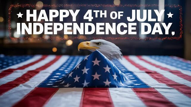 Bald eagle and american flag independence day symbol