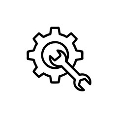Outline drawing of a gear with a wrench tool overlapping the center