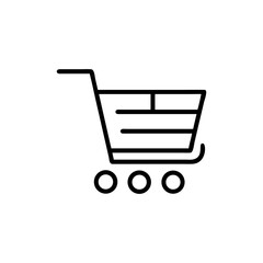 Illustration of a simple shopping cart with three wheels in black line