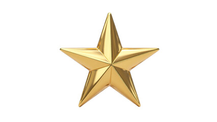Fototapeta premium 3d Gold metallic star isolated on a transparent background. Golden shiny star for Awards, medals, decoration design elements isolated PNG
