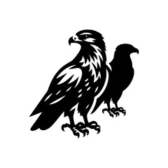 Obraz premium Two eagles black and white vector illustration